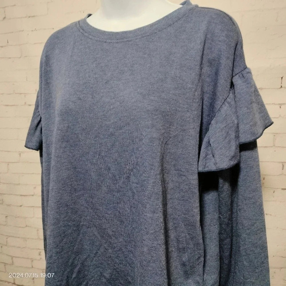 Matilda Jane Lena Flutter Sleeves Minimalist Classic style Blue Top size Medium - Picture 2 of 7